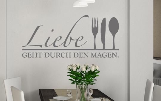 Wandkings Wandtattoo Spruch Liebe geht durch den Magen Küche Esszimmer