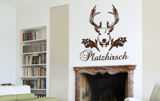 Wandtattoo Spruch Platzhirsch Hirsch Geweih Hirschkopf Wohnzimmer