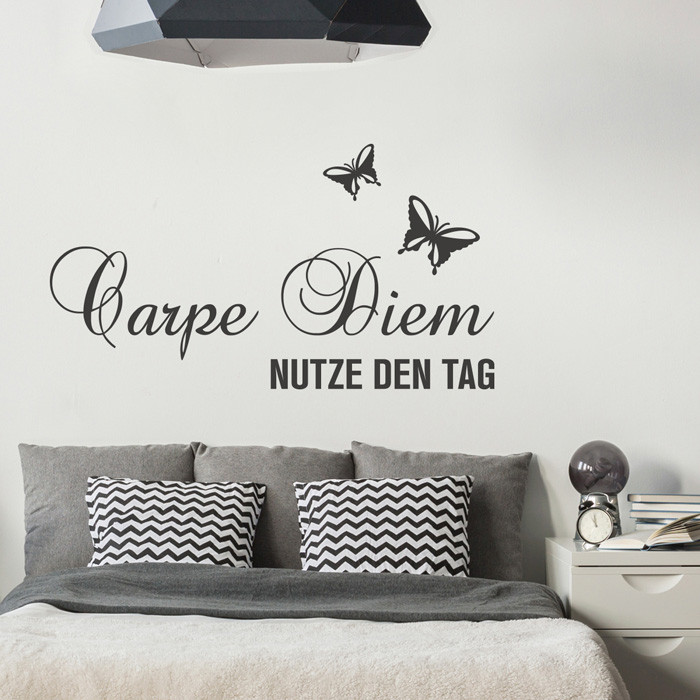 Schlafzimmer Lounge Wandkunst Carpe Diem Nutze den Tag Wandaufkleber Zitat