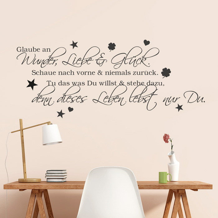 Wandtattoo Spruch Glaube An Wunder Liebe Und Glück 2