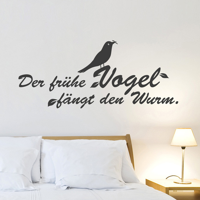 Wandtattoo Spruch Der Fruhe Vogel Fangt Den Wurm.