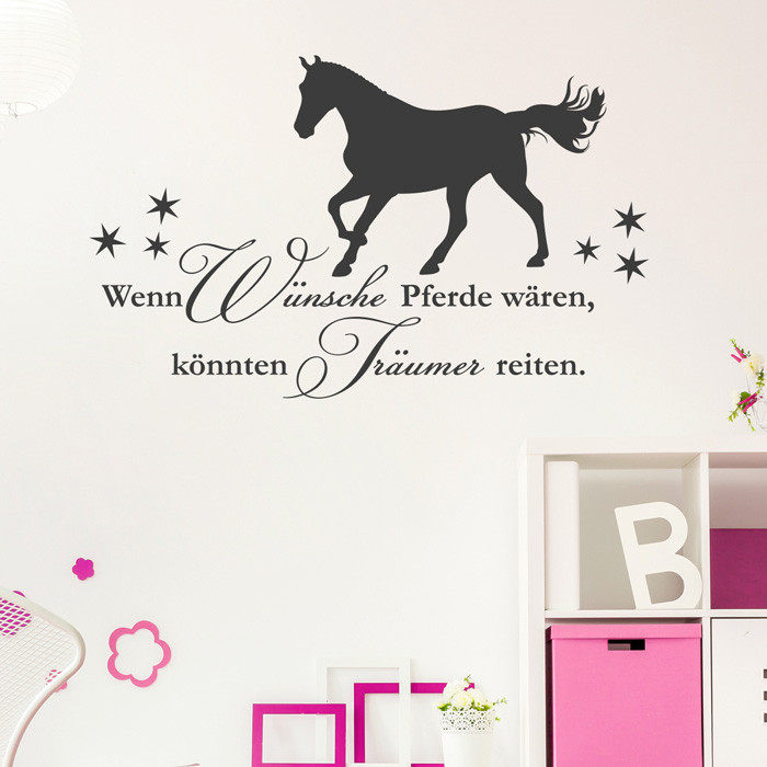 Wandtattoo Spruch Wenn Wunsche Pferde Waren