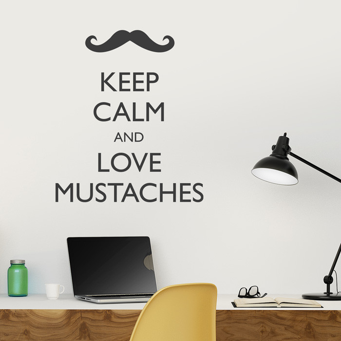 Wandtattoo Spruch Keep calm and love mustaches