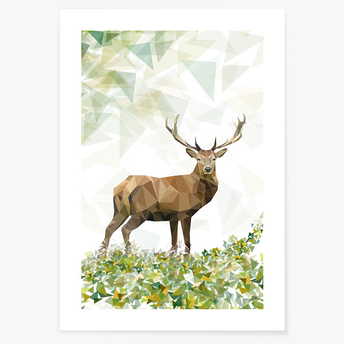 Poster Hirsch im Low-Poly Style