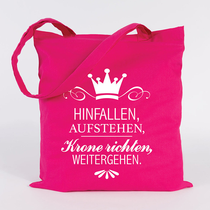 Juniwords Jutebeutel Hinfallen Aufstehen Krone Richten