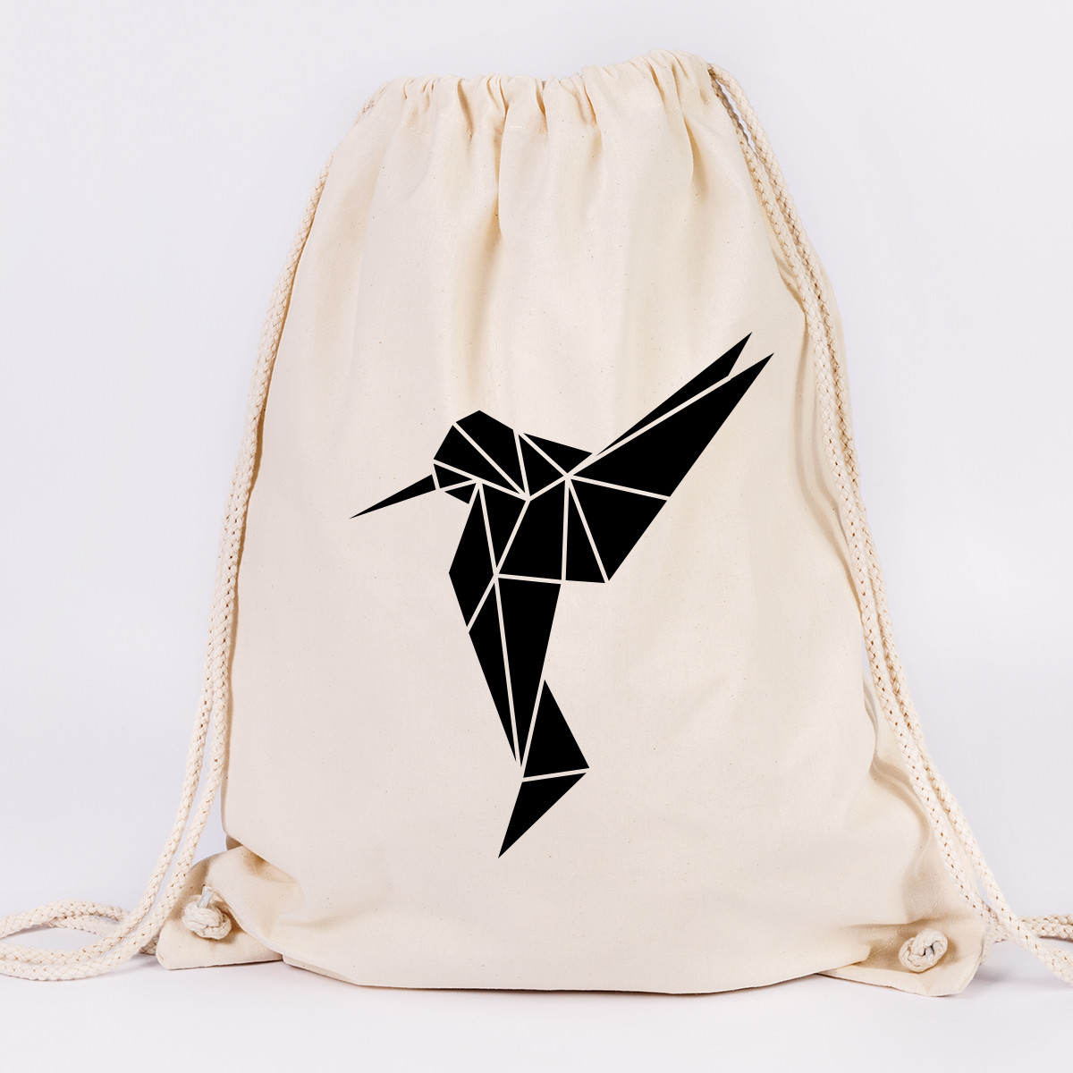 JUNIWORDS Turnbeutel "Origami Kolibri" verschiedene Farben Geschenk Tasche 