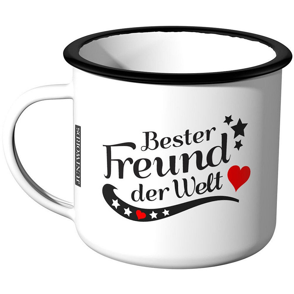JUNIWORDS Emaille Tasse Bester Freund der Welt