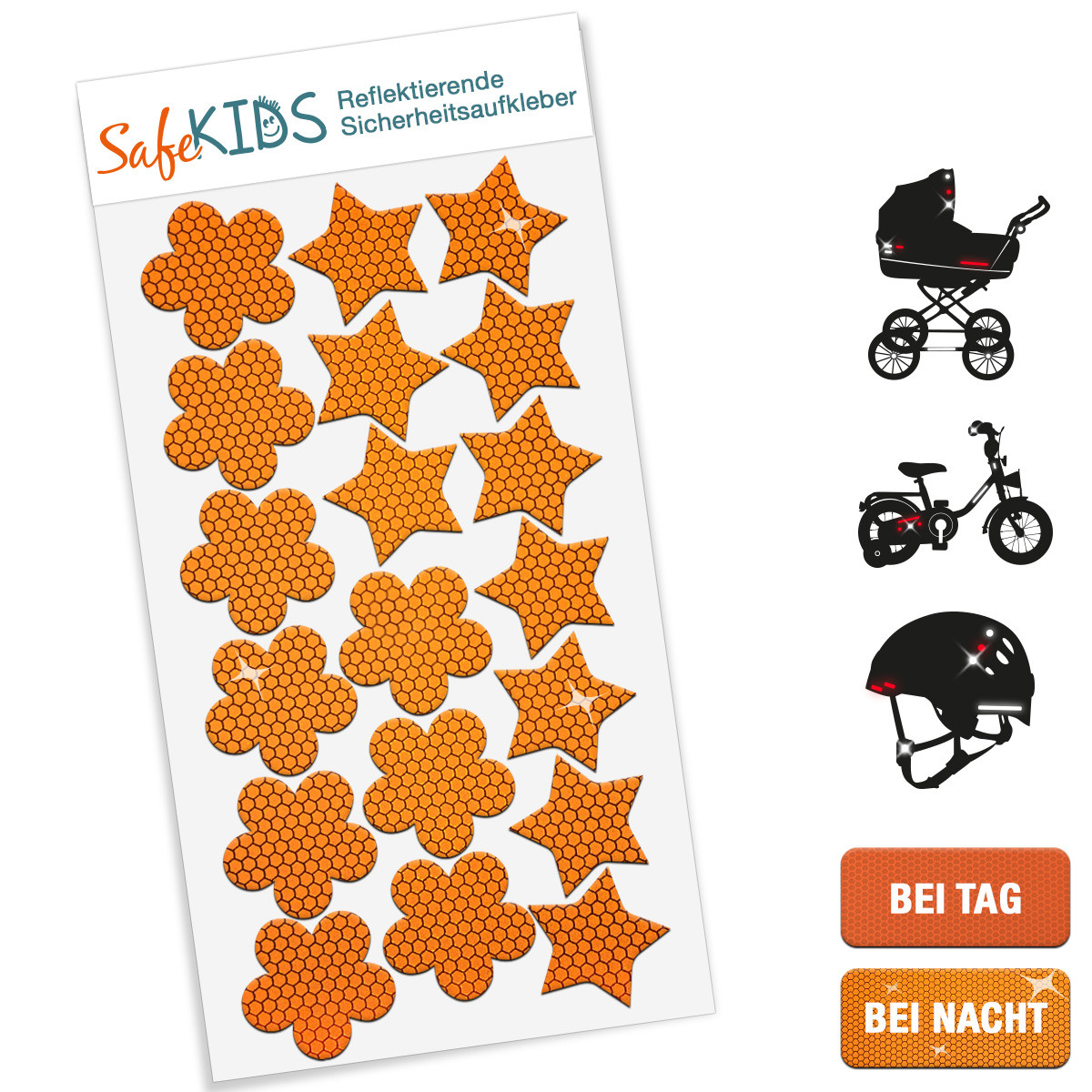 Reflektierende Sicherheitsaufkleber Safekids Sterne Und Blumen