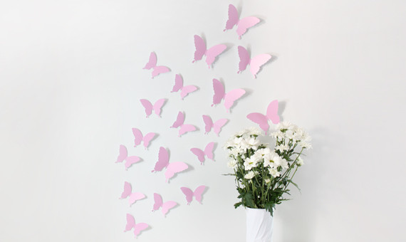 Wandtattoo 3D - Schmetterlinge rosa