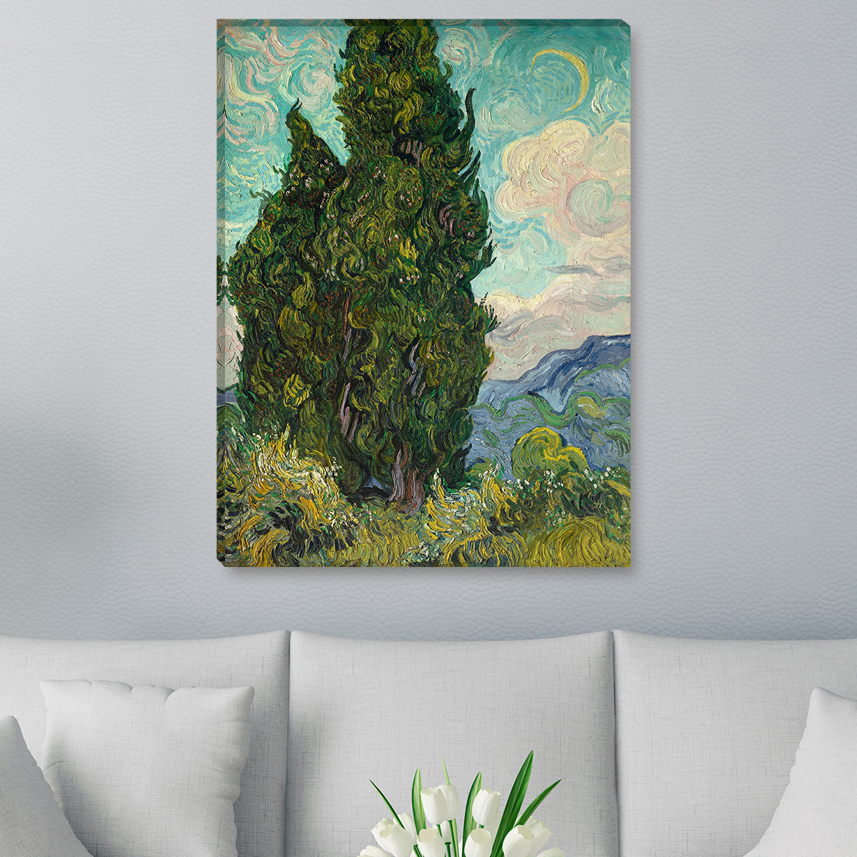 WANDKINGS Leinwandbild Van Gogh /"Zypressen/"