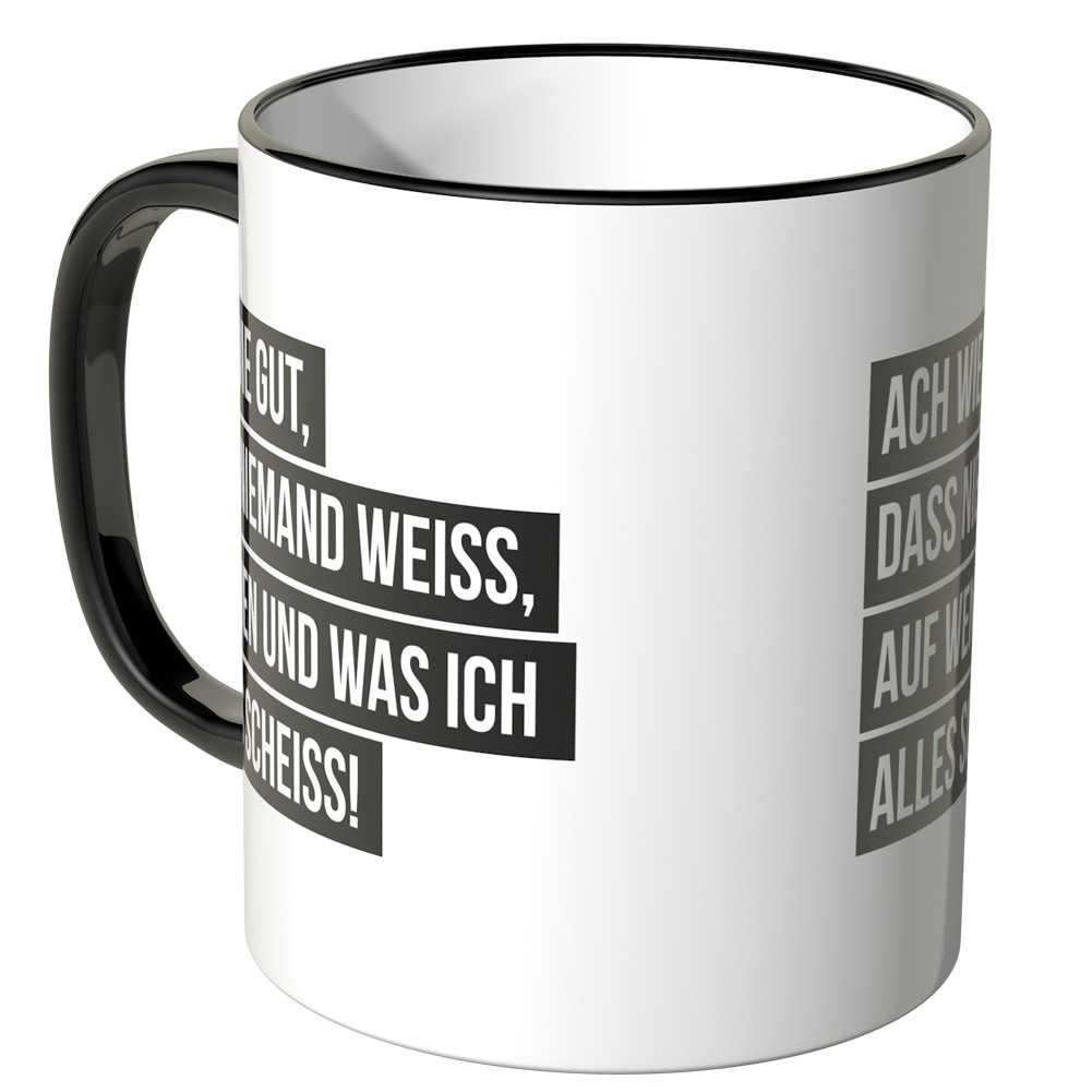 mit lila Blumen DASS NIEMAND WEISS | Personalisierbar Tasse mit Spruch: ACH WIE GUT