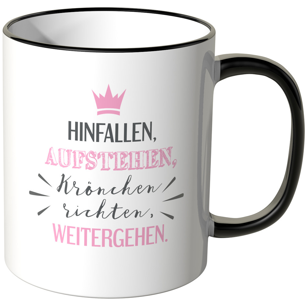 Juniwords Tasse Hinfallen Aufstehen Krone Richten