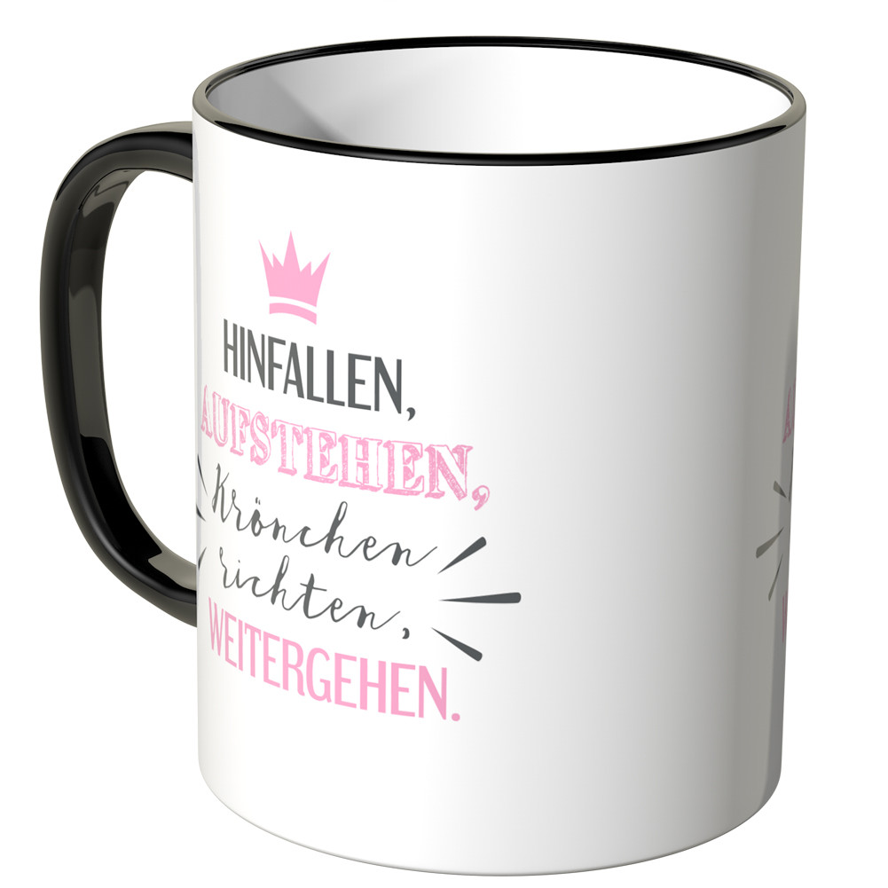 Juniwords Tasse Hinfallen Aufstehen Krone Richten