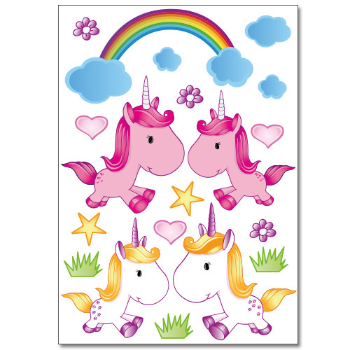 Wandsticker Set A4 Susse Einhorner