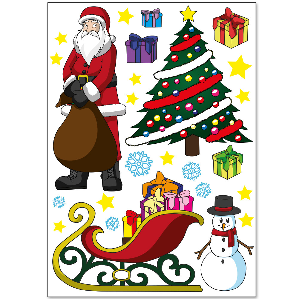 Wandsticker Set A4 Weihnachten mit Rudolph und seinen Freunden
