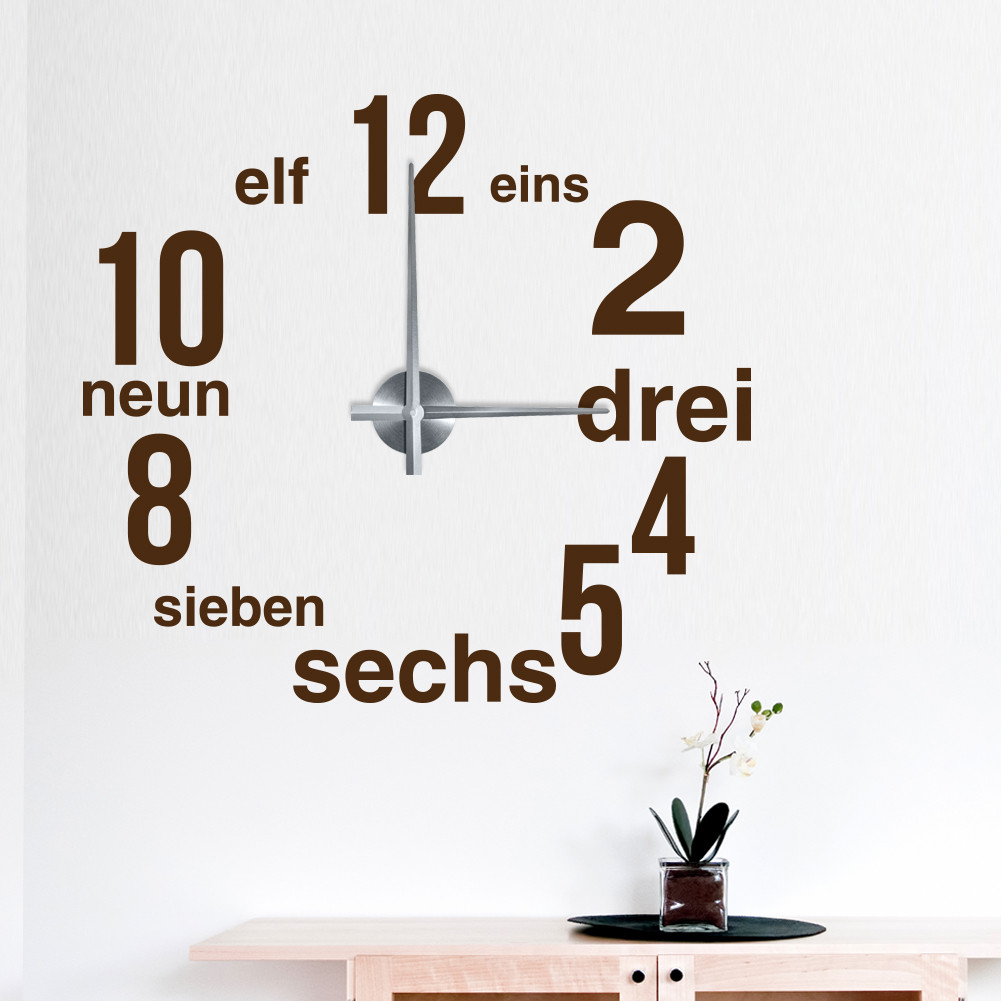 Wandtattoo Uhr Moderner Zahlenmix