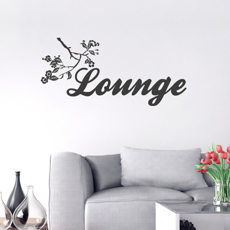 Lounge Schriftzug mit Blumenranke