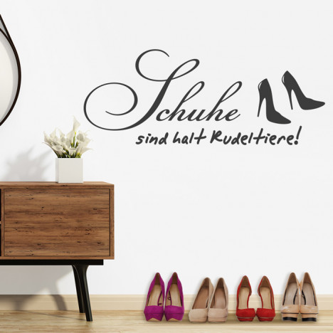 Wandtattoo Spruch - Schuhe sind halt Rudeltiere