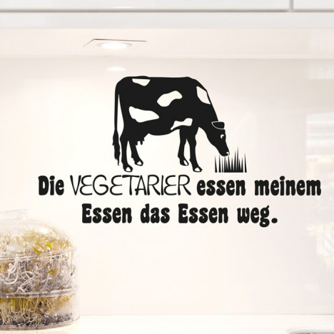 Wandtattoo Spruch - Die Vegetarier essen meinem Essen das Essen weg