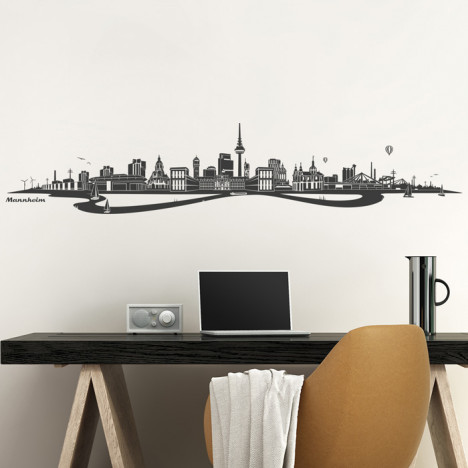 Wandtattoo Skyline Mannheim mit Fluss