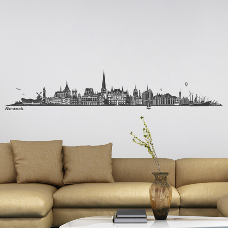 Wandtattoo Skyline Rostock ohne Fluss