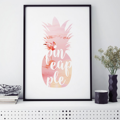 Poster Pineapple Flamingo