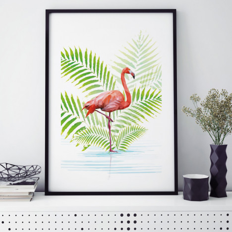 Poster Flamingo im Wasser