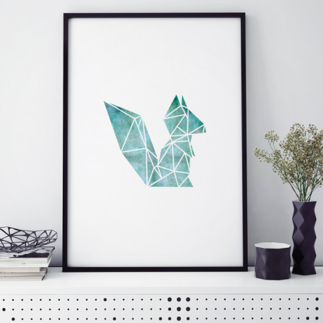 eichhörnchen origami poster