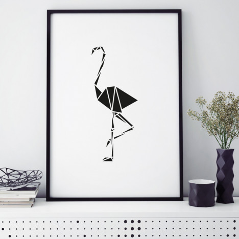 flamingo origami poster