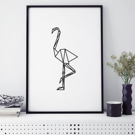 flamingo origami poster