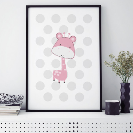 giraffe rosa poster kinderzimmer