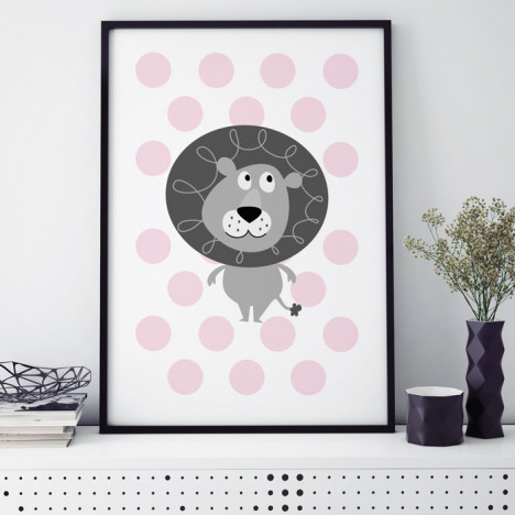 Löwe rosa poster kinderzimmer