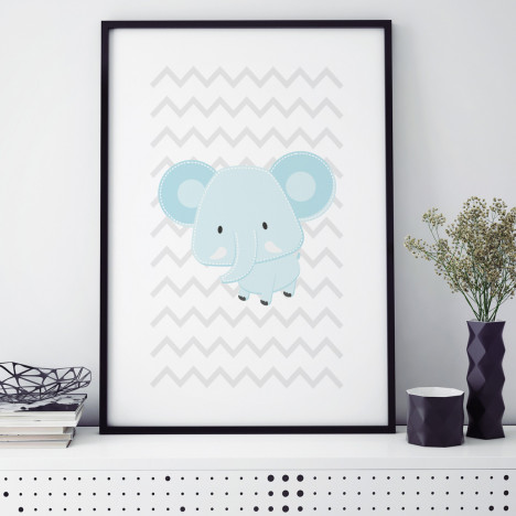 kinderzimmer poster elefant blau