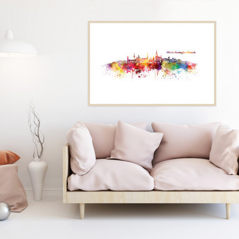 Poster Skyline Mönchengladbach Aquarell