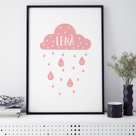 Poster Geburtsposter Wolke Rosa | individualisierbar