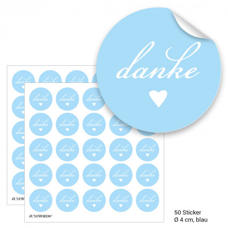 Geschenktüten mit Aufklebern "Danke" - blau