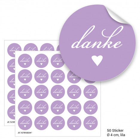 Geschenktüten mit Aufklebern "Danke" - lila