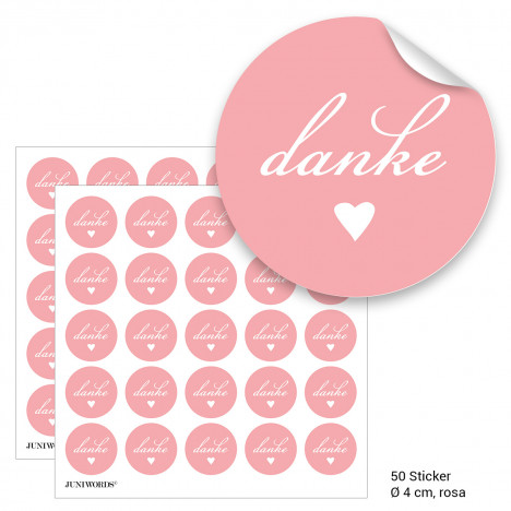 Geschenktüten mit Aufklebern "Danke" - rosa