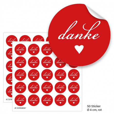 Geschenktüten mit Aufklebern "Danke" - rot