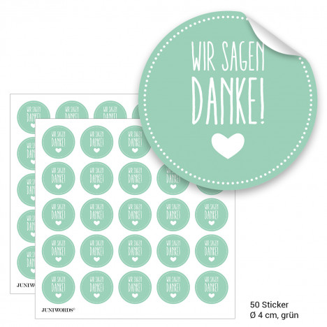 Geschenktüten mit Aufklebern "Wir sagen Danke!" - grün