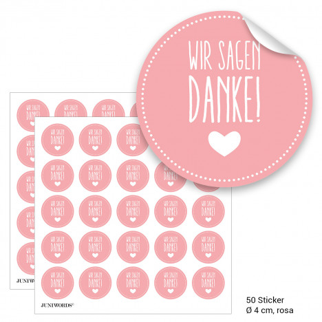 Geschenktüten mit Aufklebern "Wir sagen Danke!" - rosa