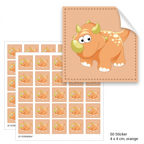 Geschenktüten mit Aufklebern "Triceratops" - orange