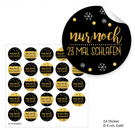 Adventskalendertüten mit Aufklebern "schwarz/gold"