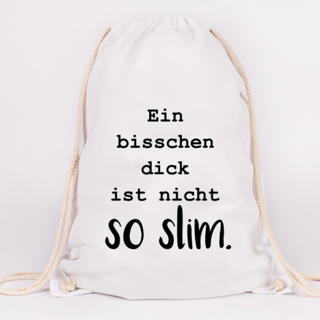 JUNIWORDS Turnbeutel Ein bisschen dick ist nicht so slim