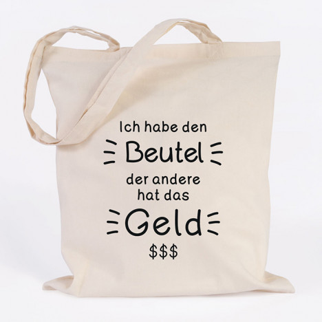 JUNIWORDS Jutebeutel "Ich hab den Beutel, der andere hat das Geld". NAtur