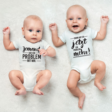 JUNIWORDS Babybodies "Jemand hat ein Problem mit mir. & Dann hat er jetzt ein Problem mehr!" | 2er Set