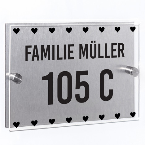 Hausnummernschild Herzen 