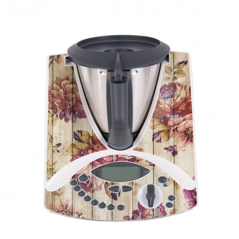 Aufkleber für Vorwerk Thermomix TM31 - Holz mit Blumen