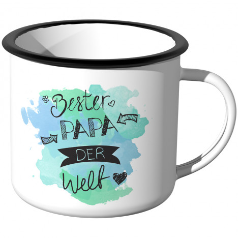 Emaille Tasse Bester Papa der Welt - Aquarell