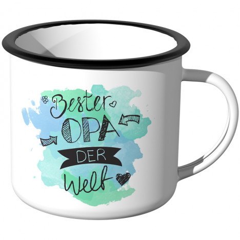 Emaille Tasse Bester Opa der Welt - Aquarell